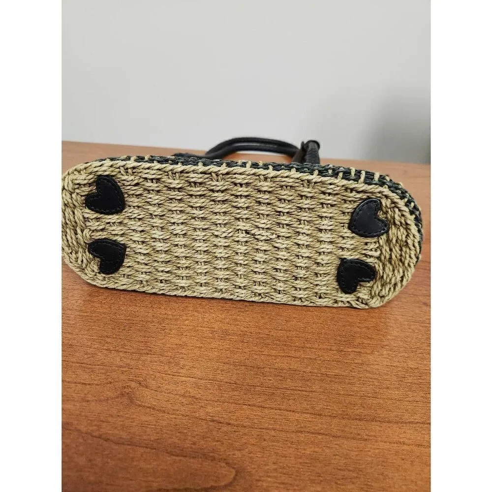 Brighton Vintage Woven Small Shoulder Bag Wicker Braided Basket Purse Heart Logo